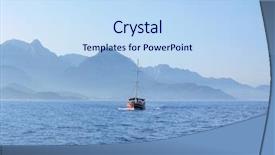  Presentation with oil pollution on sea - Colorful slides enhanced with laft - sailboat on the mediterranean sea backdrop and a sky blue colored foreground