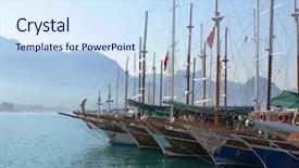  Presentation with pier at sunset - Colorful theme enhanced with laft - yachts at the pier backdrop and a sky blue colored foreground