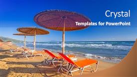  Presentation with zakynthos - Presentation theme featuring laganas-greece-aug-23-2015 background and a cobalt blue colored foreground