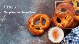  Presentation with snack - PPT theme enhanced with lager-beer-mug-and-fresh background and a gray colored foreground