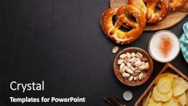  Presentation with table salt - Amazing slide deck having lager-beer-mug-nuts-potato backdrop and a dark gray colored foreground