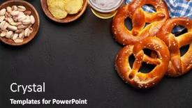  Presentation with table salt - Presentation design featuring lager-beer-mug-nuts-potato background and a dark gray colored foreground