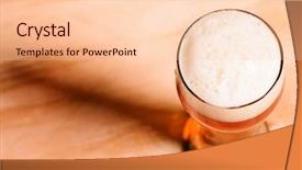  Presentation with fresh strawberry glass of berry - PPT theme consisting of lager beer on wooden table background and a lemonade colored foreground