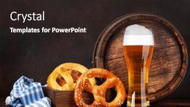 Presentation with beer - Audience pleasing PPT theme consisting of lager-beer-with-homemade-pretzels backdrop and a wine colored foreground