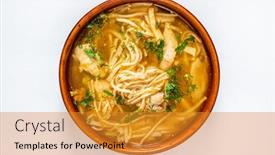  Presentation with soup - PPT theme consisting of laghman-soup-on-the-white background and a gold colored foreground