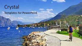  Presentation with mining activities in agriculture - Presentation consisting of lago di garda activities beautiful background and a  colored foreground