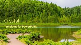  Presentation with green lake - PPT layouts consisting of lagoa-do-canario-view background and a tawny brown colored foreground