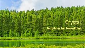  Presentation with green lake - Slide deck consisting of lagoa-do-canario-view background and a tawny brown colored foreground