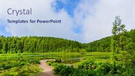  Presentation with green lake - Cool new presentation theme with lagoa-do-canario-view backdrop and a light blue colored foreground