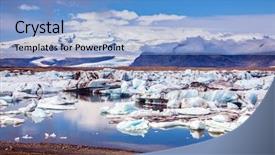  Presentation with turquoise blue and deep blue - Cool new PPT theme with lagoon - jokulsarlon the unique nature backdrop and a light blue colored foreground