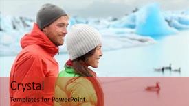  Presentation with beautiful mountains river lake sky nature - Slides with lagoon glacier lake on iceland background and a red colored foreground