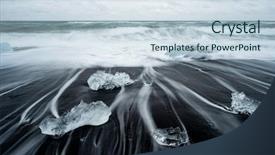  Presentation with sand ocean - Audience pleasing PPT theme consisting of lagoon iceberg on the black backdrop and a sky blue colored foreground