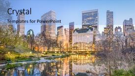  Presentation with new york city - Slides enhanced with lagoon in central park background and a light blue colored foreground