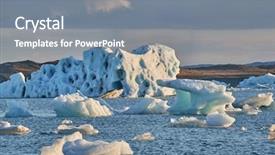  Presentation with floating solar farm - Audience pleasing presentation consisting of lagoon jokulsarlon with floating iceberg backdrop and a gray colored foreground
