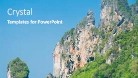  Presentation with lagoon - Presentation theme featuring lagoon mountains high cliff background and a teal colored foreground