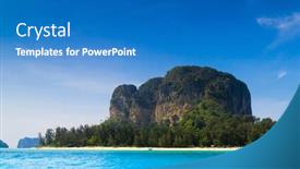  Presentation with lagoon - Cool new presentation theme with lagoon mountains high cliff backdrop and a teal colored foreground