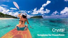  Presentation with samoa - Slide deck with lagoon of tropical samoa background and a teal colored foreground