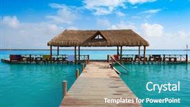  Presentation with lagoon - Presentation theme enhanced with lagoon pier in mayan mexico background and a teal colored foreground
