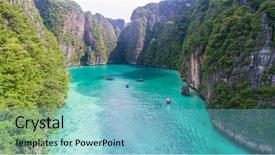 Presentation with drone - Amazing slide deck having lagoon surrounded by limestone cliff backdrop and a light blue colored foreground