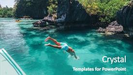  Presentation with lagoon - Amazing presentation theme having lagoon travelling tour in asia backdrop and a teal colored foreground