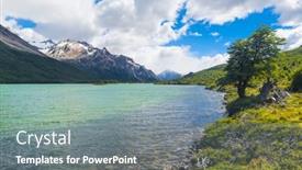 Presentation with lake - Presentation theme having lagunas-madre-e-hija-glacial background and a gray colored foreground
