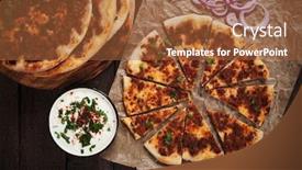  Presentation with parchment paper - Presentation theme having lahmajun turkish meat pizza served with yogurt on parchment paper background and a red colored foreground