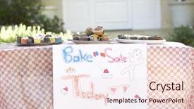  Presentation with table salt - Audience pleasing presentation consisting of laid out for bake sale backdrop and a lemonade colored foreground