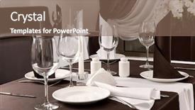  Presentation with dining restaurant - Presentation featuring laid the table at restaurant background and a violet colored foreground