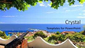  Presentation with island resort - Presentation theme enhanced with lajes resort on flores island background and a  colored foreground