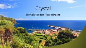  Presentation with island resort - Beautiful presentation theme featuring lajes resort on flores island backdrop and a light blue colored foreground