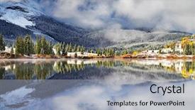  Presentation with mountain snow - Audience pleasing theme consisting of lake after the snow storm backdrop and a light gray colored foreground