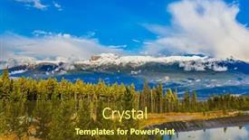  Presentation with snow - Audience pleasing PPT theme consisting of lake-among-the-snow-covered backdrop and a tawny brown colored foreground