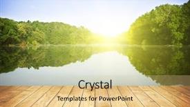  Presentation with forest - PPT theme enhanced with lake and wooden board background background and a lemonade colored foreground