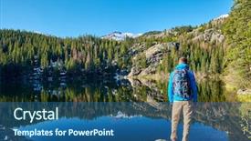  Presentation with mountain lake - Cool new presentation theme with lake at autumn in rocky backdrop and a ocean colored foreground