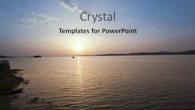  Presentation with sunset - Cool new slide deck with lake-at-sunset-bhojtal-bhopal backdrop and a light blue colored foreground