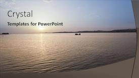  Presentation with sunset - Amazing presentation design having lake-at-sunset-bhojtal-bhopal backdrop and a light blue colored foreground