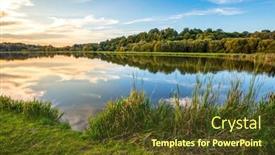  Presentation with scenery - Audience pleasing PPT theme consisting of lake-at-sunset-countryside-rural backdrop and a tawny brown colored foreground