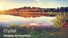  Presentation with scenery - Slides featuring lake-at-sunset-countryside-rural background and a dark gray colored foreground