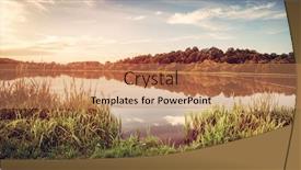  Presentation with scenery - Cool new presentation theme with lake-at-sunset-countryside-rural backdrop and a coral colored foreground