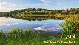  Presentation with scenery - Cool new presentation with lake-at-sunset-countryside-rural backdrop and a tawny brown colored foreground
