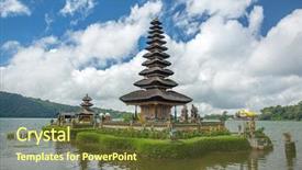  Presentation with bali temple - Presentation design consisting of lake beratan bali indonesia background and a tawny brown colored foreground