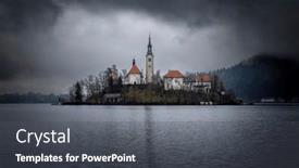  Presentation with rainy day - Slides enhanced with lake-bled-in-slovenia-island background and a dark gray colored foreground