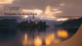  Presentation with lake - Presentation theme with lake-bled-slovenia-sunrise and a coral colored foreground