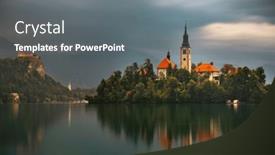  Presentation with lake - Presentation theme consisting of lake-bled-slovenia-sunrise background and a gray colored foreground