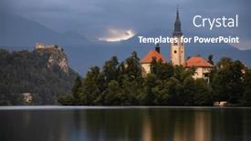  Presentation with lake - Slide deck having lake-bled-slovenia-sunrise background and a seafoam green colored foreground