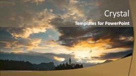  Presentation with lake - Slide set featuring lake-bled-slovenia-sunrise and a coral colored foreground