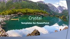  Presentation with green lake - PPT theme enhanced with lake-bondhuswatnet-picturesque-small-boat background and a ocean colored foreground