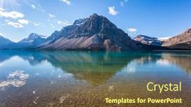  Presentation with cold water - Slide deck with lake-bow-glacial-lake background and a tawny brown colored foreground