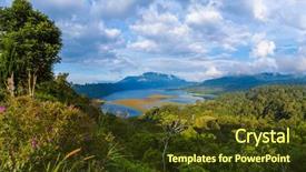  Presentation with bali - Beautiful slide deck featuring lake buyan - bali island indonesia backdrop and a tawny brown colored foreground