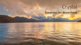  Presentation with japan - Slide deck featuring lake-chuzenji-in-nikko-japan background and a coral colored foreground